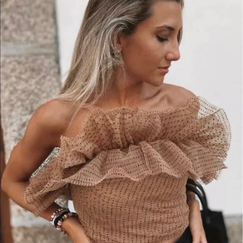 zara tulle stapless crop top - Picture 4 of 6